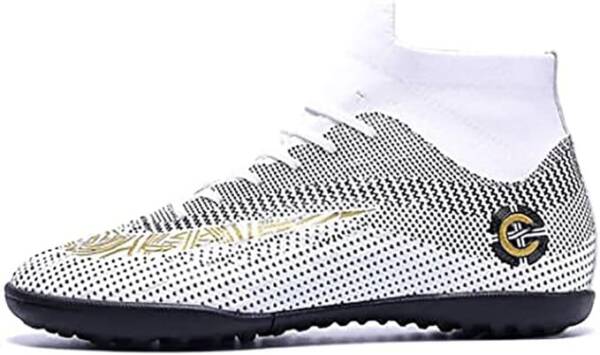 ZMYC Men's Non-Slip Soccer Sneakers (White, 42)